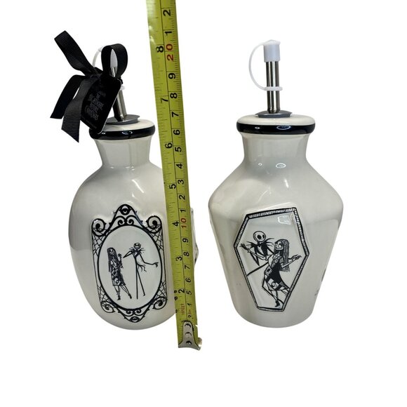 Disney Nightmare Before Christmas Oil Vinegar Dispenser Set Ceramic Jack & Sally - Picture 2 of 5